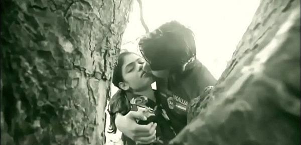  Sweet kissing Indian college girl outdoor romance
